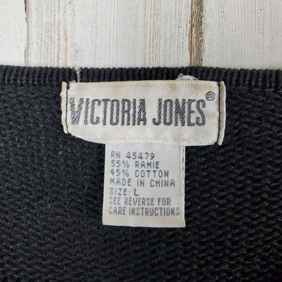 Vintage Victoria Jones Bead Embellished Sweater Black Size Large - Picture 3 of 12